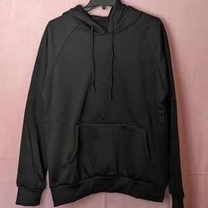 Romwe Mens Black Fleece Lined Pullover Lounge Hoodie size Medium
